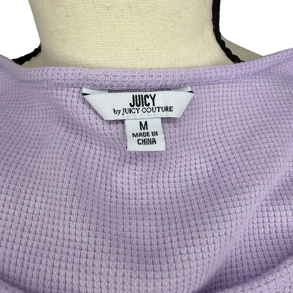 Juicy Couture Girls M Lavender Waffle Knit Logo Long Sleeve Top Y2K - Picture 5 of 5
